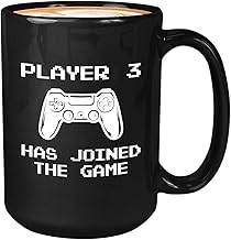 Bubble hugs gamers coffee mug 15oz black - player 3 has joined the game - funny gamer video games console gamers shooting...