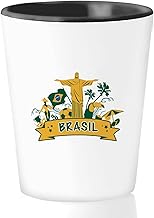 Bubble hugs brazil shot glass 1. 5oz - football soccer world cup flag art sign spi'x macaw rio de janeiro - coffee and tea...