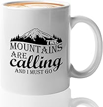 Bubble hugs adventurer coffee mug 11oz white - the mountains are calling - camping lover mountain hiker forest outdoor act...