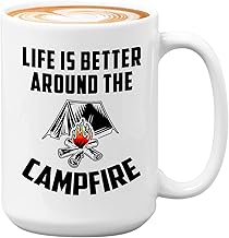 Bubble hugs adventurer coffee mug 15oz white - is better around the campfire - camping lover mountain hiker forest outdoor...