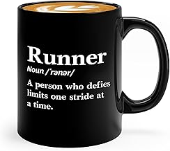 Luxe gifting runner coffee mug 11oz black -defies limits - marathon runner gifts half marathon gifts for marathoners