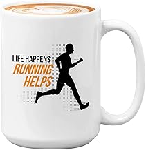 Bubble hugs runner coffee mug - life happens running helps - stuffers runners triathlete running marathon sport funny sarc...